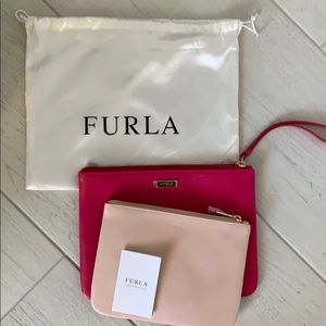 Furla Pink and Blush Leather Wristlet Set